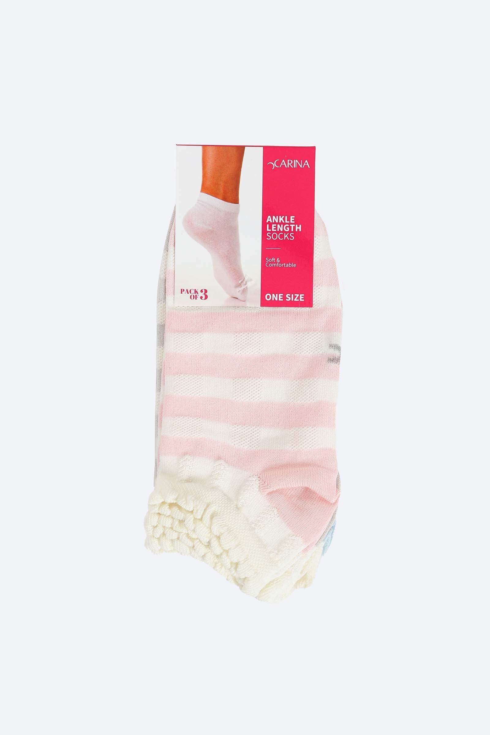 Striped Colored Socks - 3 Pairs - Carina - ÙƒØ§Ø±ÙŠÙ†Ø§