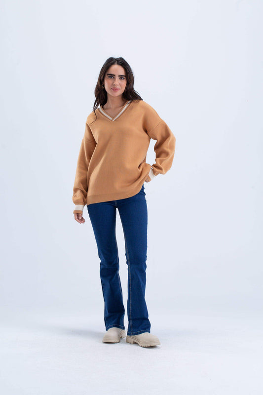 Striped Cuff & Neck Pullover - Carina - ÙƒØ§Ø±ÙŠÙ†Ø§