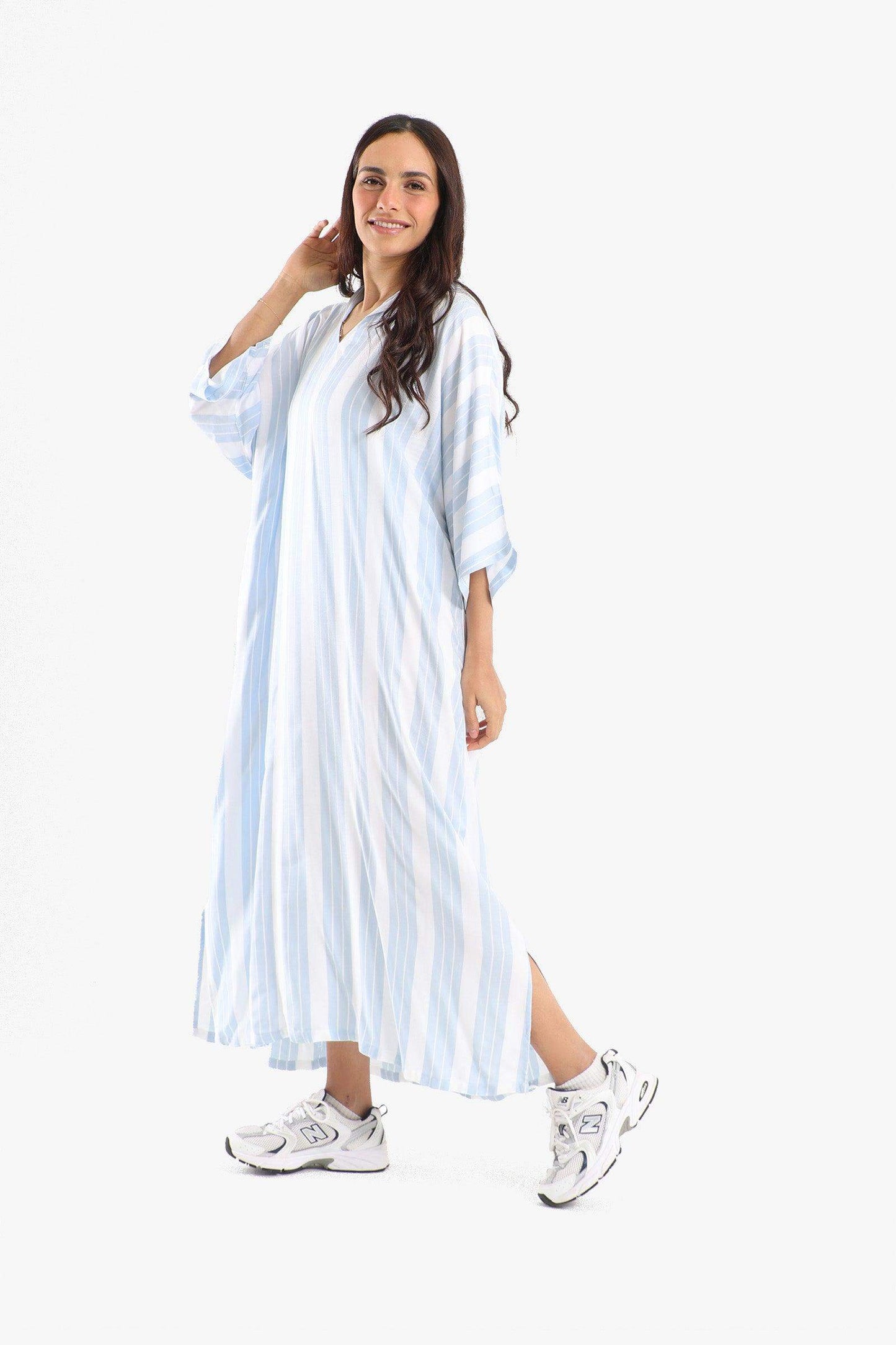 Striped Dress with Hooded Neck - Carina - ÙƒØ§Ø±ÙŠÙ†Ø§