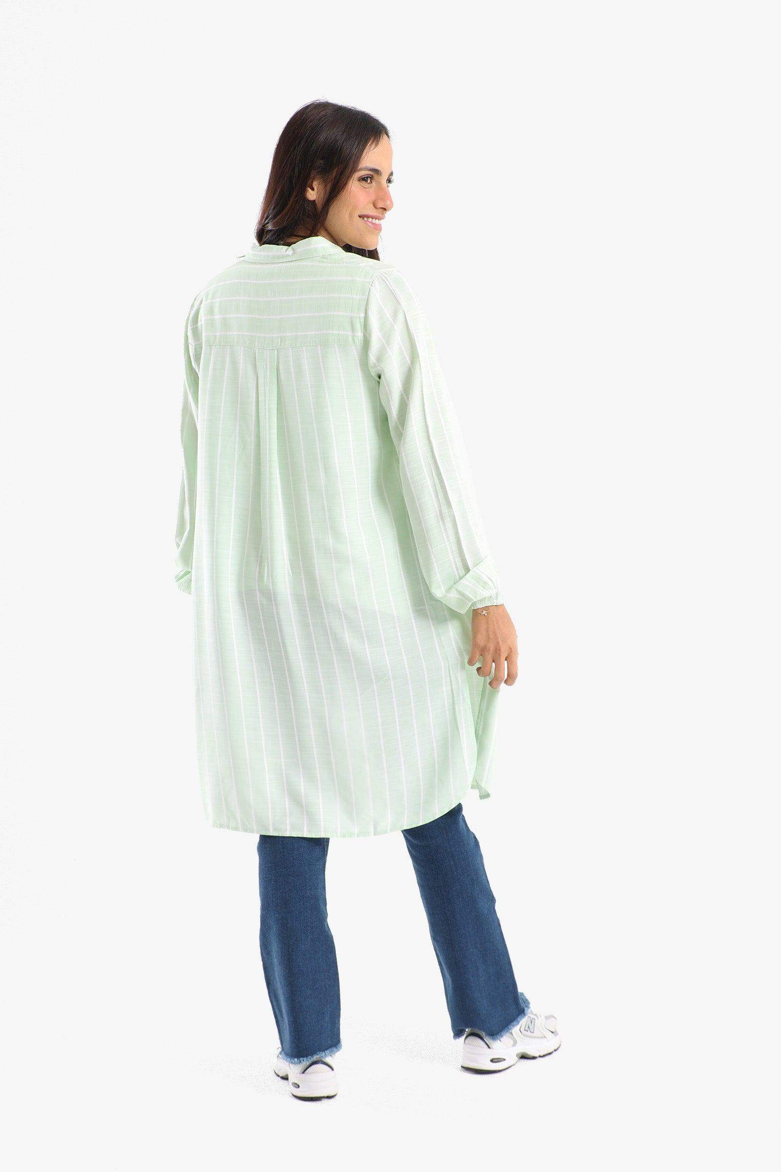 Striped Full Placket Long Shirt - Carina - ÙƒØ§Ø±ÙŠÙ†Ø§