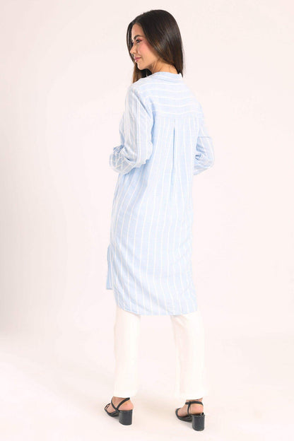 Striped Full Placket Long Shirt - Carina - ÙƒØ§Ø±ÙŠÙ†Ø§