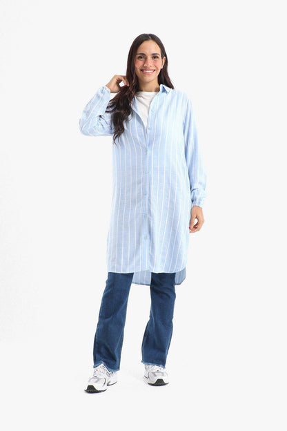 Striped Full Placket Long Shirt - Carina - ÙƒØ§Ø±ÙŠÙ†Ø§