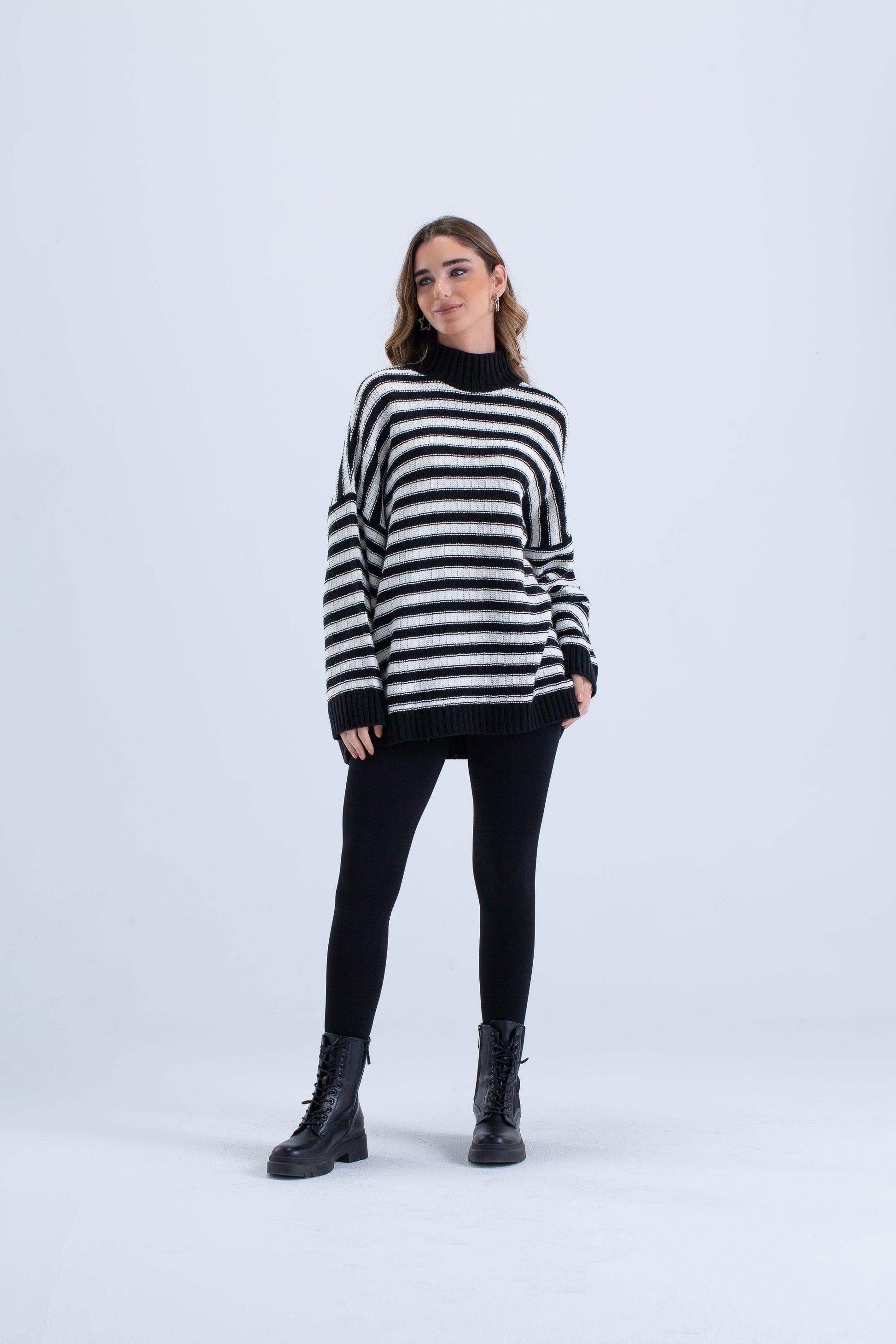 Striped Knitted Pullover - Carina - ÙƒØ§Ø±ÙŠÙ†Ø§