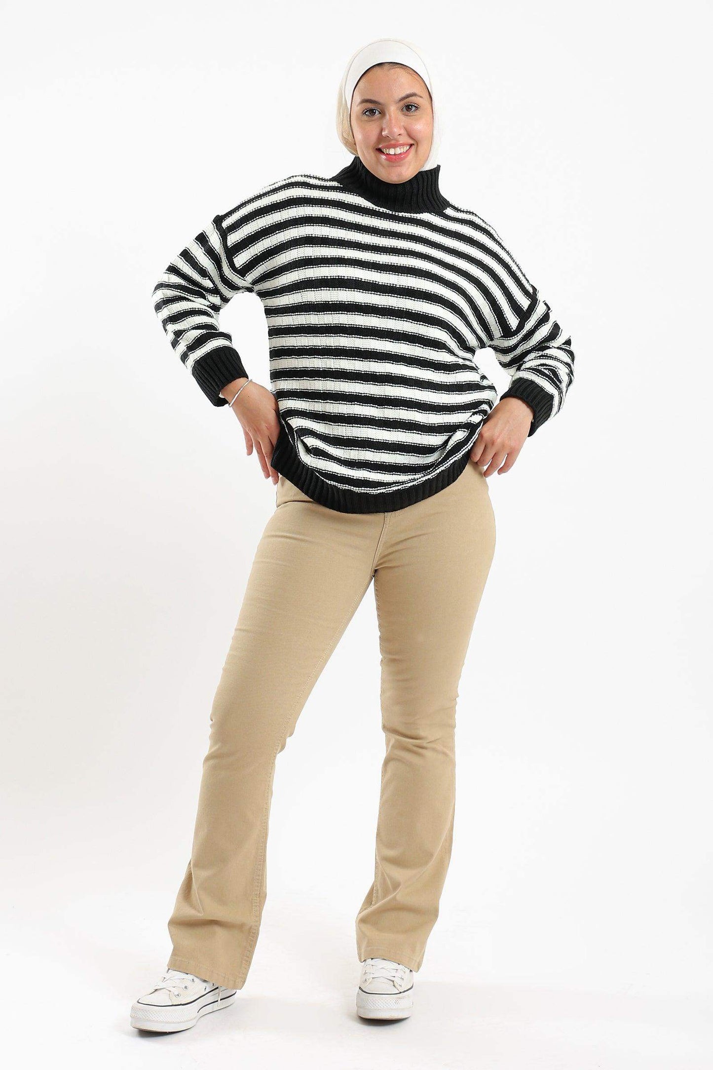 Striped Knitted Pullover - Carina - ÙƒØ§Ø±ÙŠÙ†Ø§