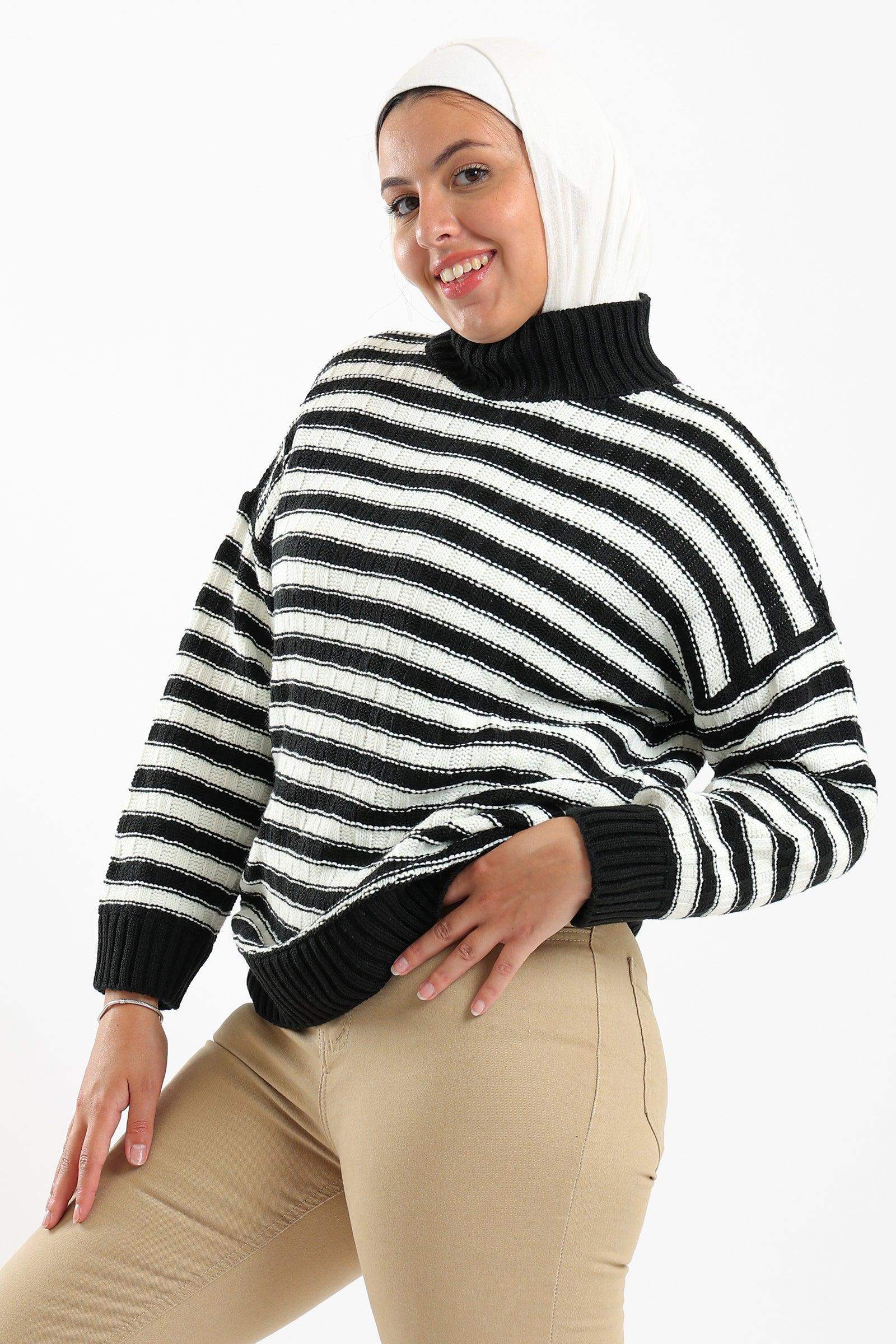 Striped Knitted Pullover - Carina - ÙƒØ§Ø±ÙŠÙ†Ø§