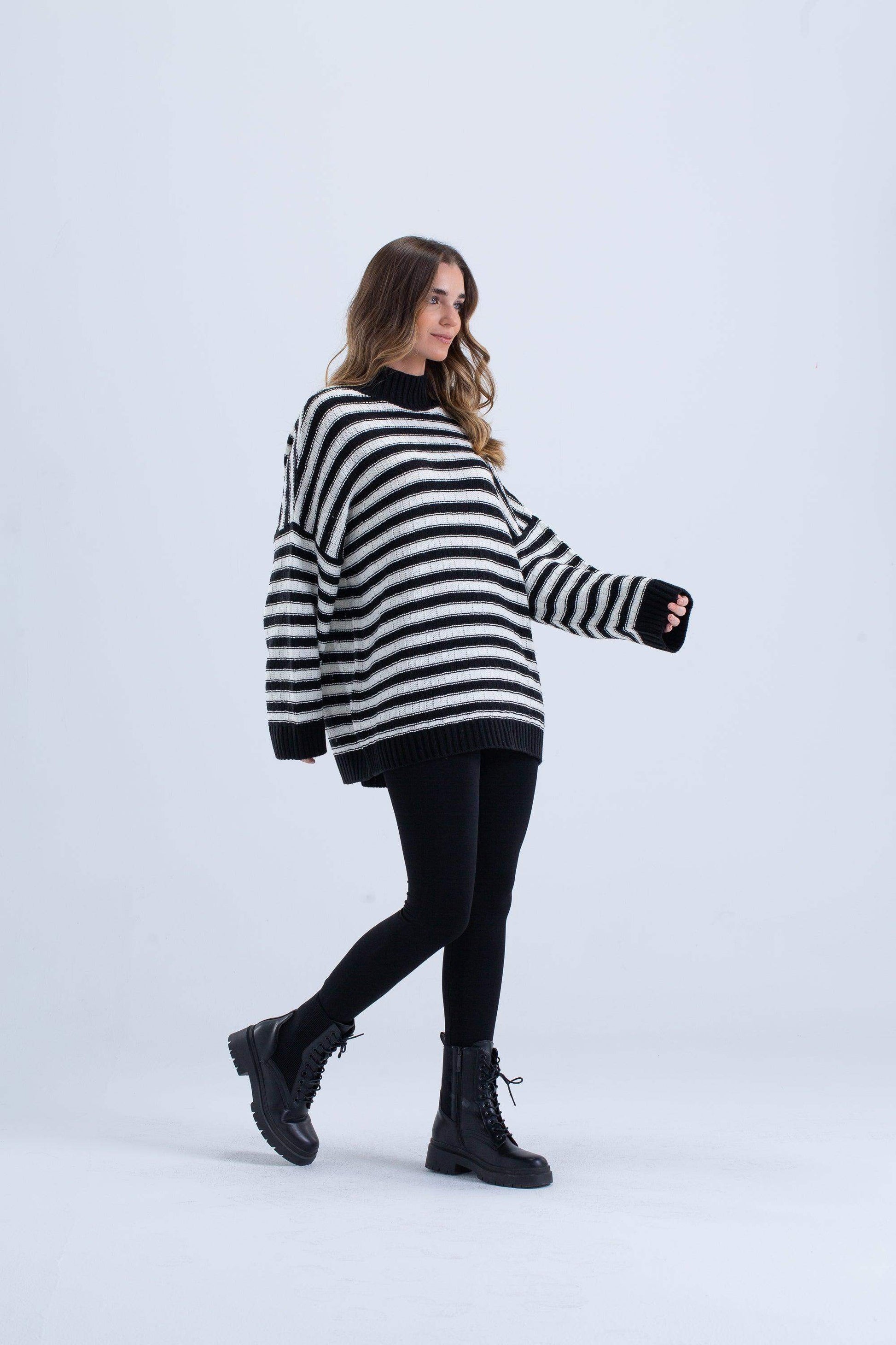 Striped Knitted Pullover - Carina - ÙƒØ§Ø±ÙŠÙ†Ø§