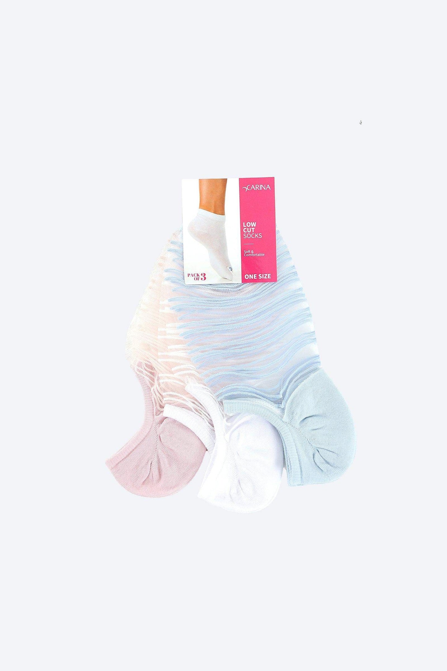 Striped Low Cut Socks - 3 Pairs - Carina - ÙƒØ§Ø±ÙŠÙ†Ø§