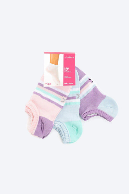 Striped Low Cut Socks - 3 Pairs - Carina - ÙƒØ§Ø±ÙŠÙ†Ø§