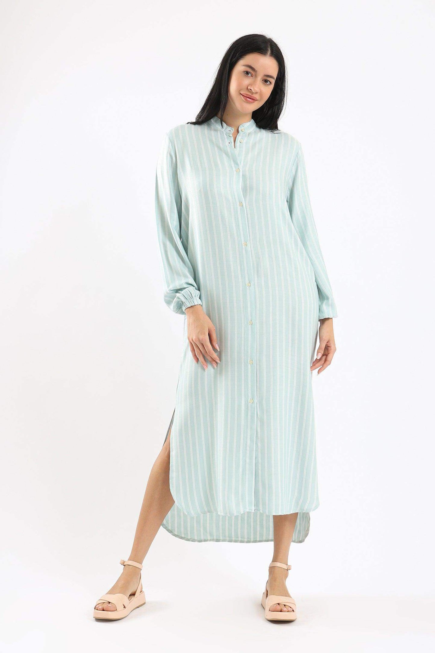 Striped Midi Shirt Dress - Carina - ÙƒØ§Ø±ÙŠÙ†Ø§