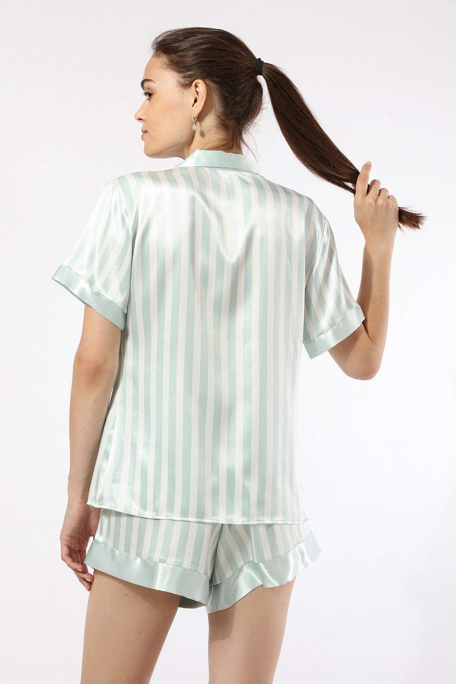 Striped Satin Pyjama Short Set - Carina - ÙƒØ§Ø±ÙŠÙ†Ø§