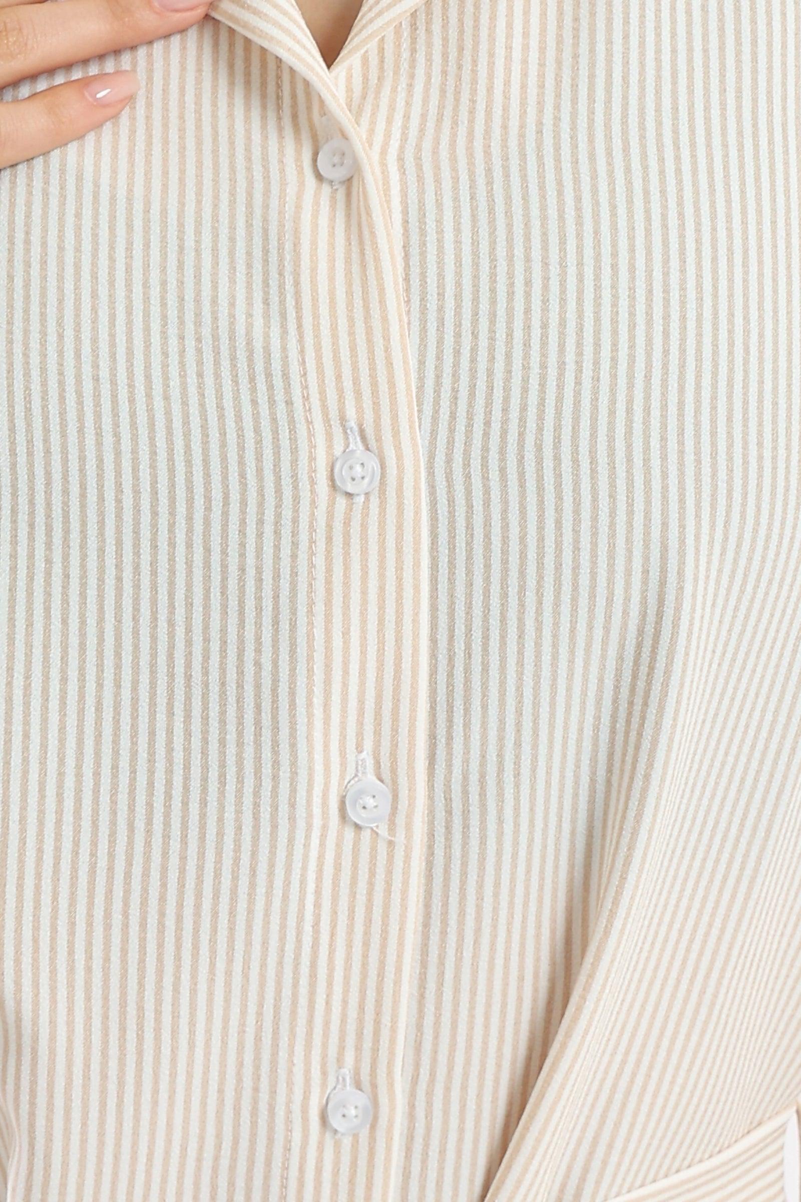 Striped Shirt Dress With Belt - Clue Wear
