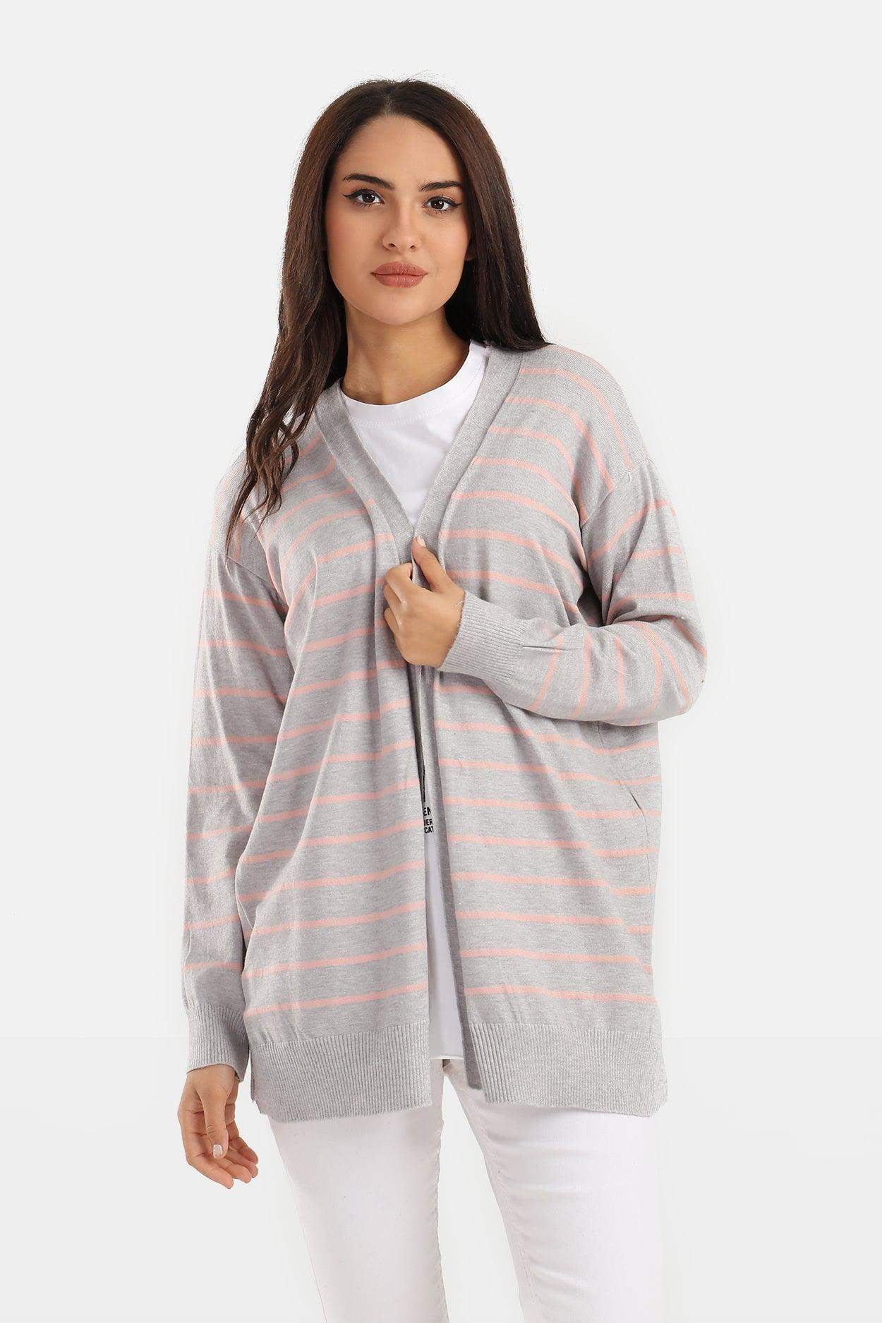 Striped Wool Cardigan - Carina - ÙƒØ§Ø±ÙŠÙ†Ø§