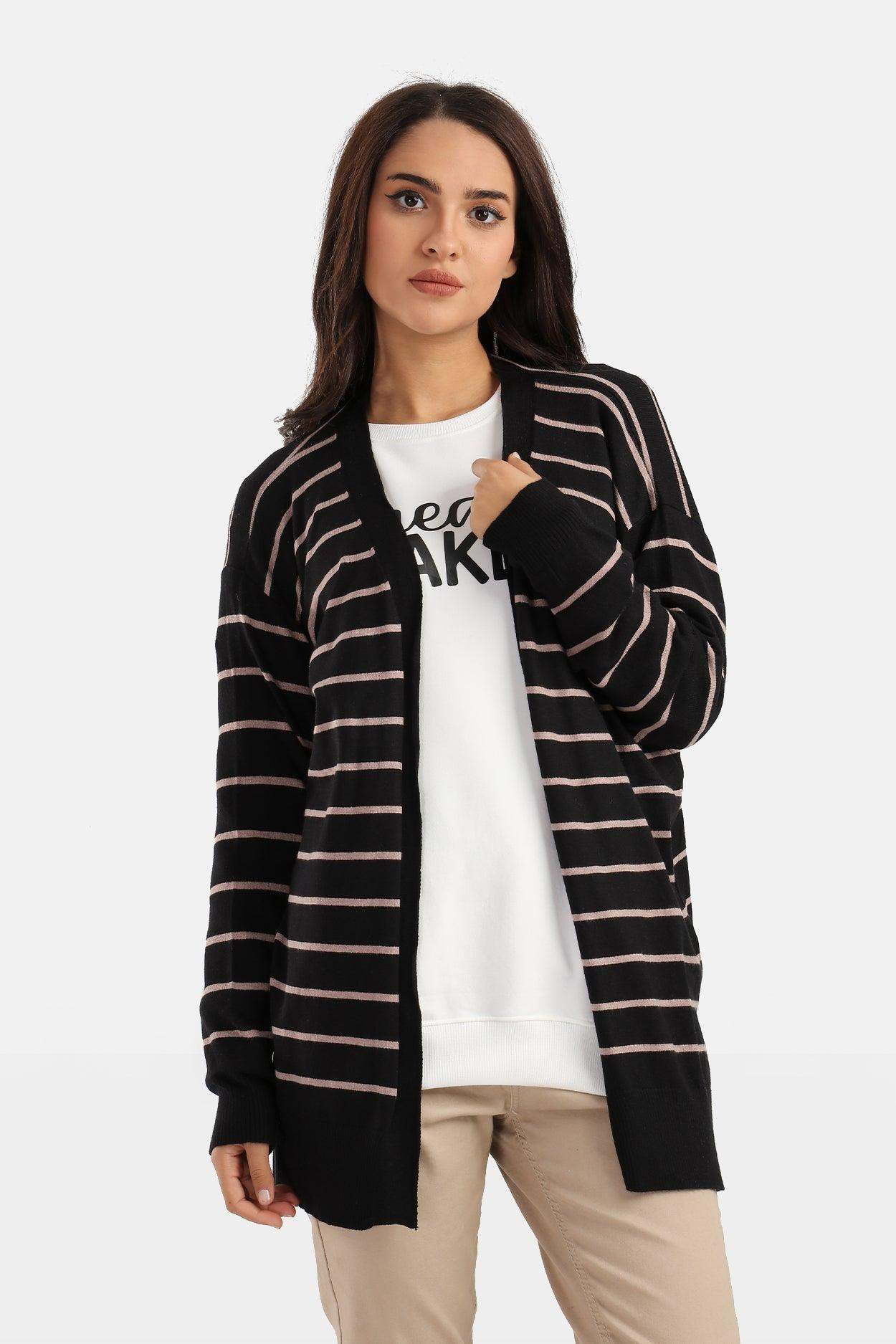 Striped Wool Cardigan - Carina - ÙƒØ§Ø±ÙŠÙ†Ø§