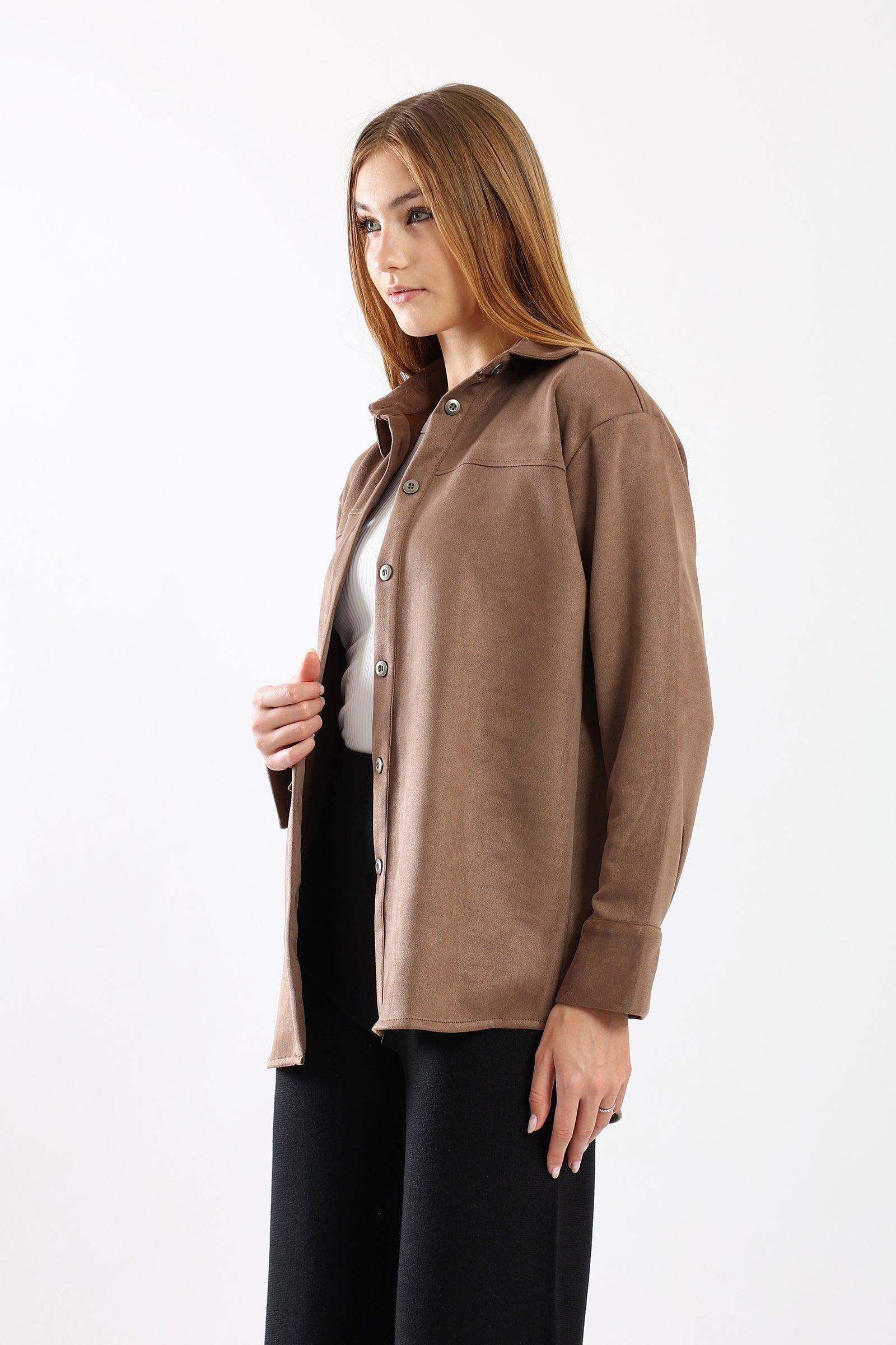 Suede Curved Hem Shirt - Carina - ÙƒØ§Ø±ÙŠÙ†Ø§