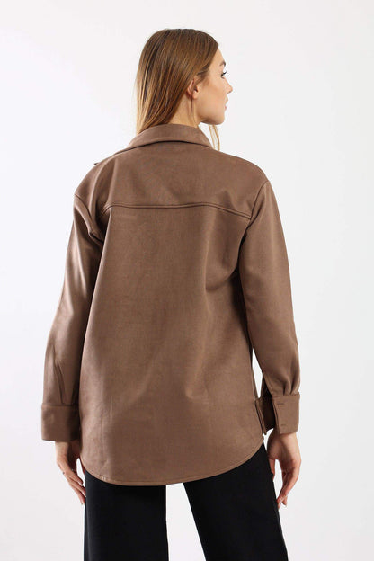 Suede Curved Hem Shirt - Carina - ÙƒØ§Ø±ÙŠÙ†Ø§