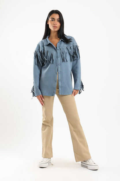 Suede Shirt with Fringes