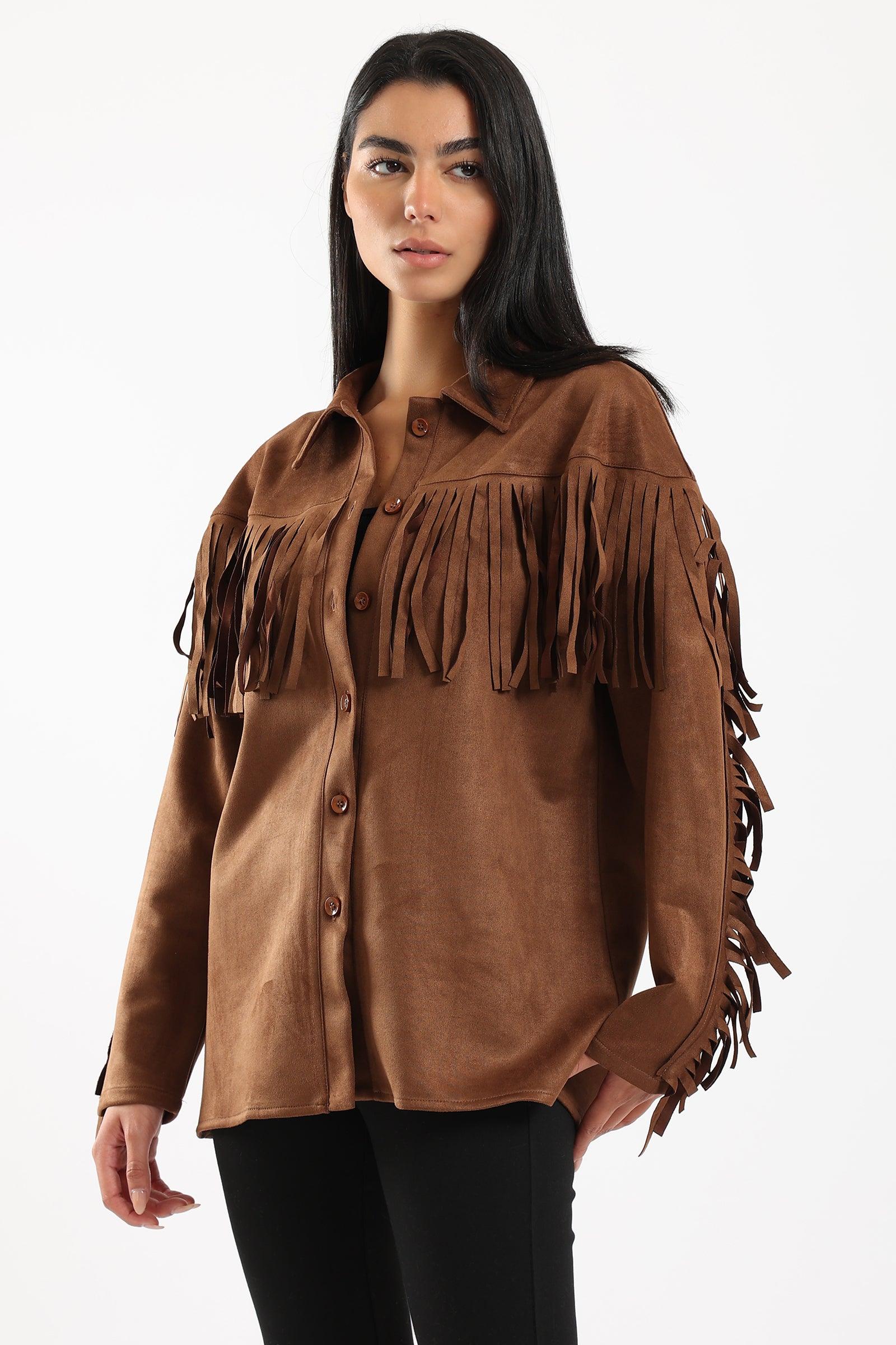 Suede Shirt with Fringes - Clue Wear