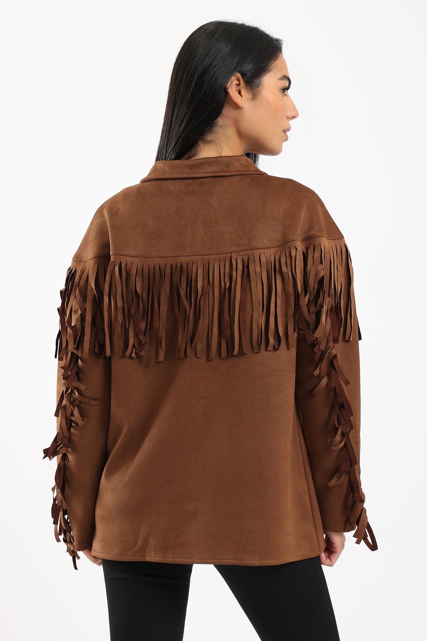 Suede Shirt with Fringes - Clue Wear