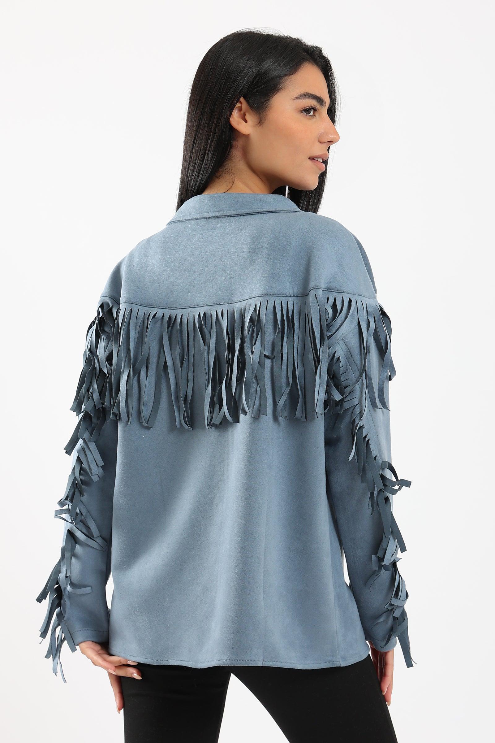 Suede Shirt with Fringes - Clue Wear