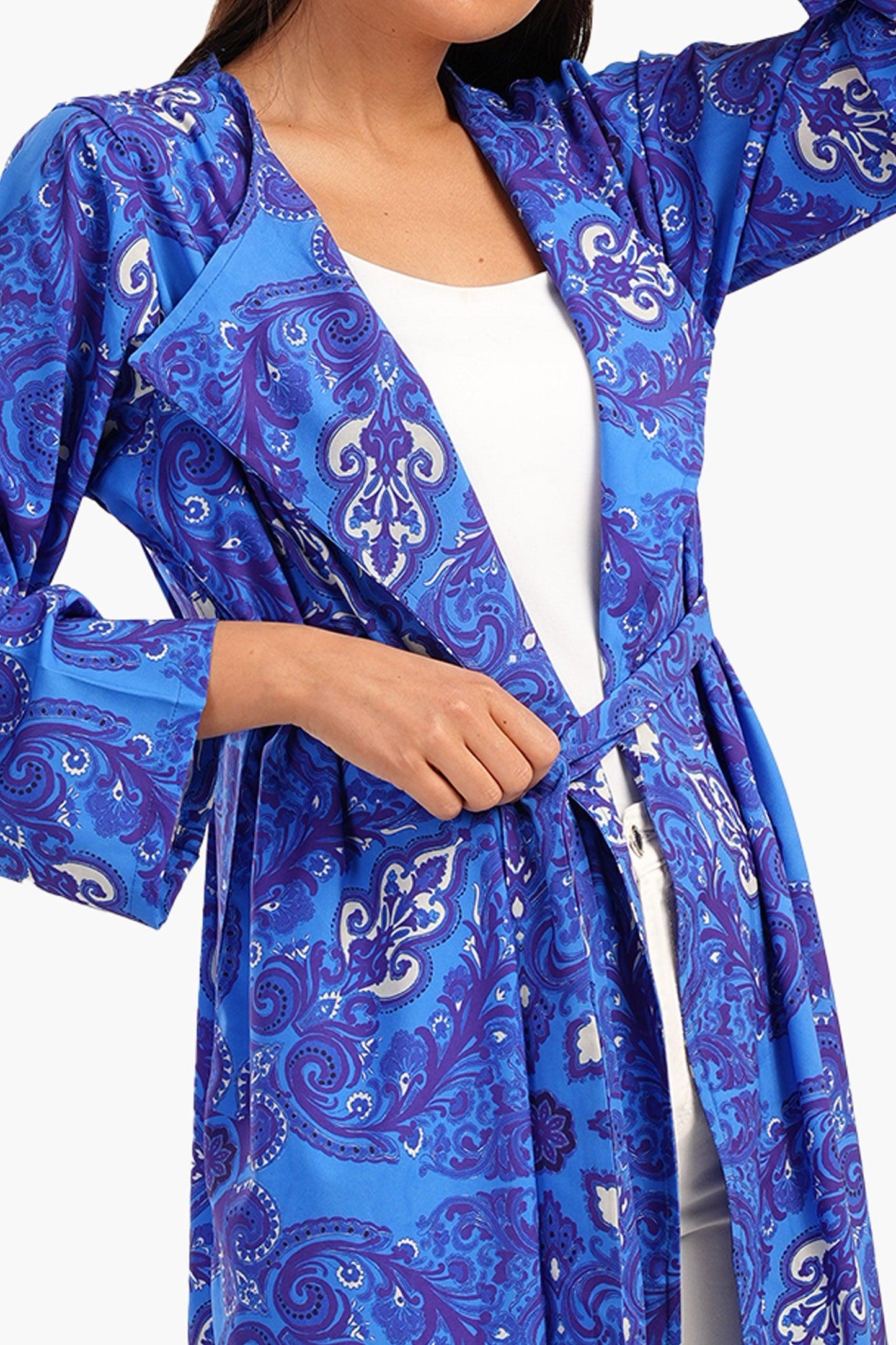 Summer Printed Blue Cardigan - Carina - ÙƒØ§Ø±ÙŠÙ†Ø§