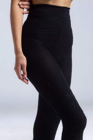 Textured Self Patterned Warm Leggings - Carina - ÙƒØ§Ø±ÙŠÙ†Ø§