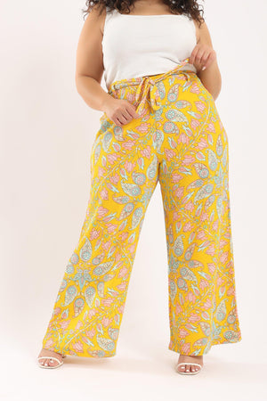 Tied belt Printed Wide Pants - Clue Wear