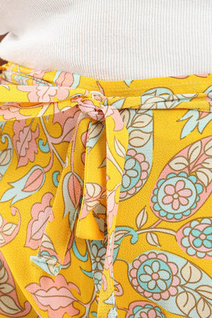 Tied belt Printed Wide Pants - Clue Wear