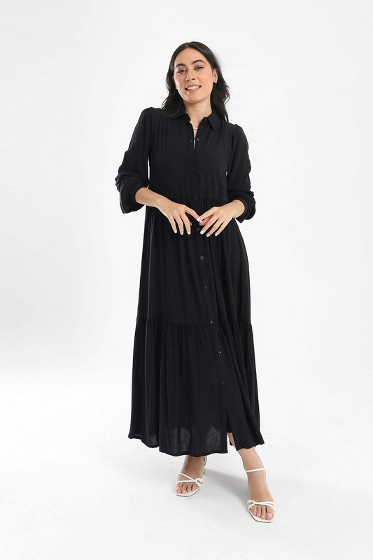 Tiered Maxi Shirt Dress - Carina - ÙƒØ§Ø±ÙŠÙ†Ø§