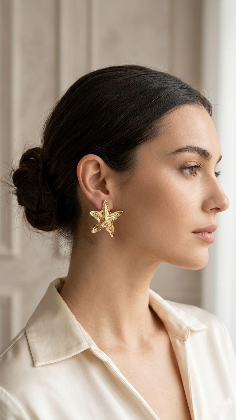 Starfish Stud Earrings - Gold