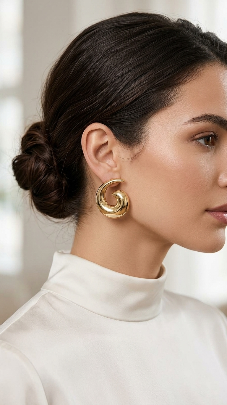 Spiral Statement Earrings - Gold
