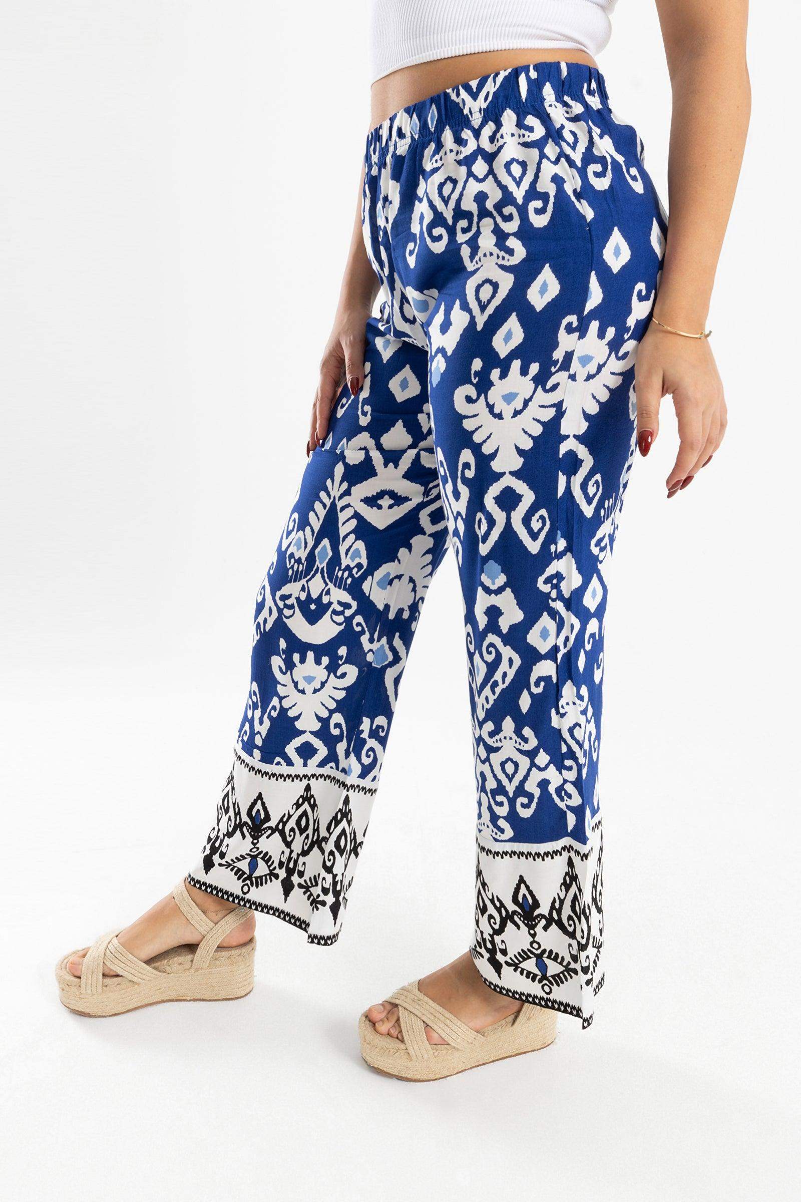 Tribal Pattern Wide Leg Pants - Carina - ÙƒØ§Ø±ÙŠÙ†Ø§