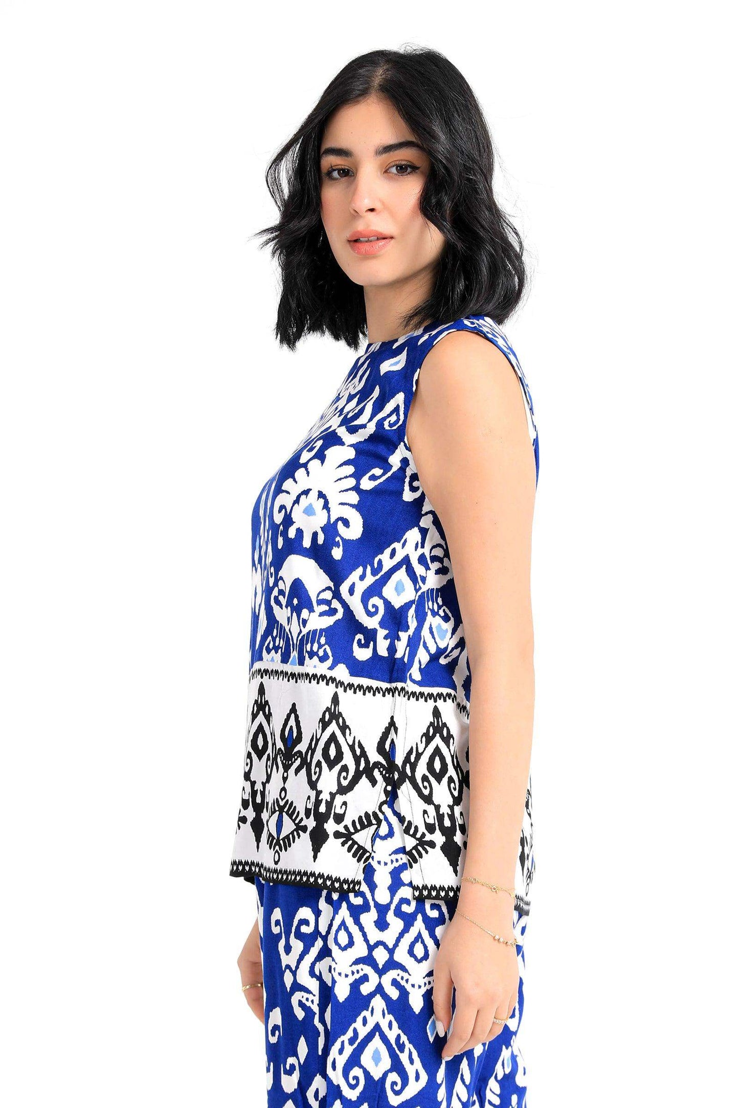 Tribe Pattern Sleeveless Blouse - Carina - ÙƒØ§Ø±ÙŠÙ†Ø§