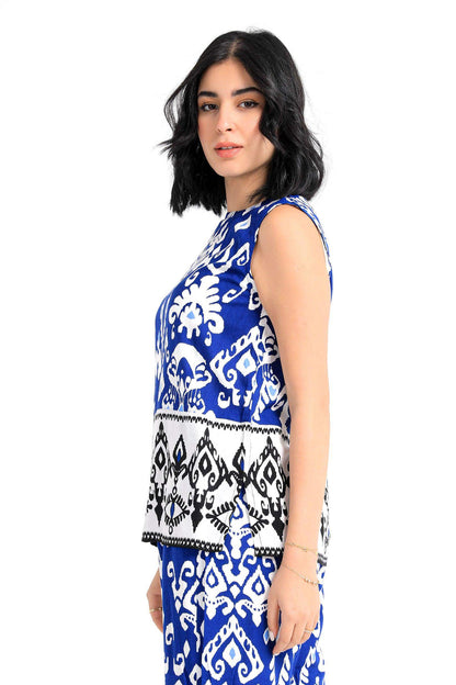 Tribe Pattern Sleeveless Blouse - Carina - ÙƒØ§Ø±ÙŠÙ†Ø§