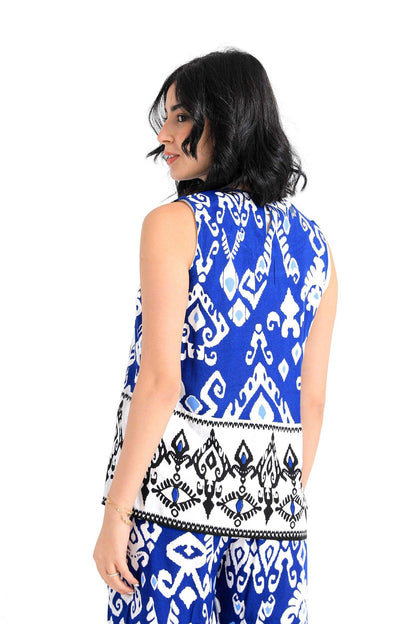 Tribe Pattern Sleeveless Blouse - Carina - ÙƒØ§Ø±ÙŠÙ†Ø§