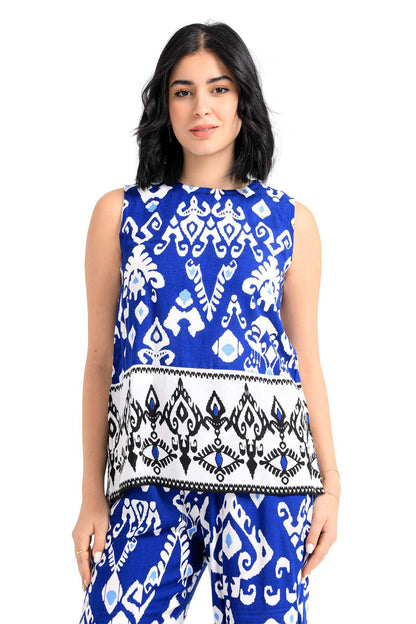 Tribe Pattern Sleeveless Blouse - Carina - ÙƒØ§Ø±ÙŠÙ†Ø§