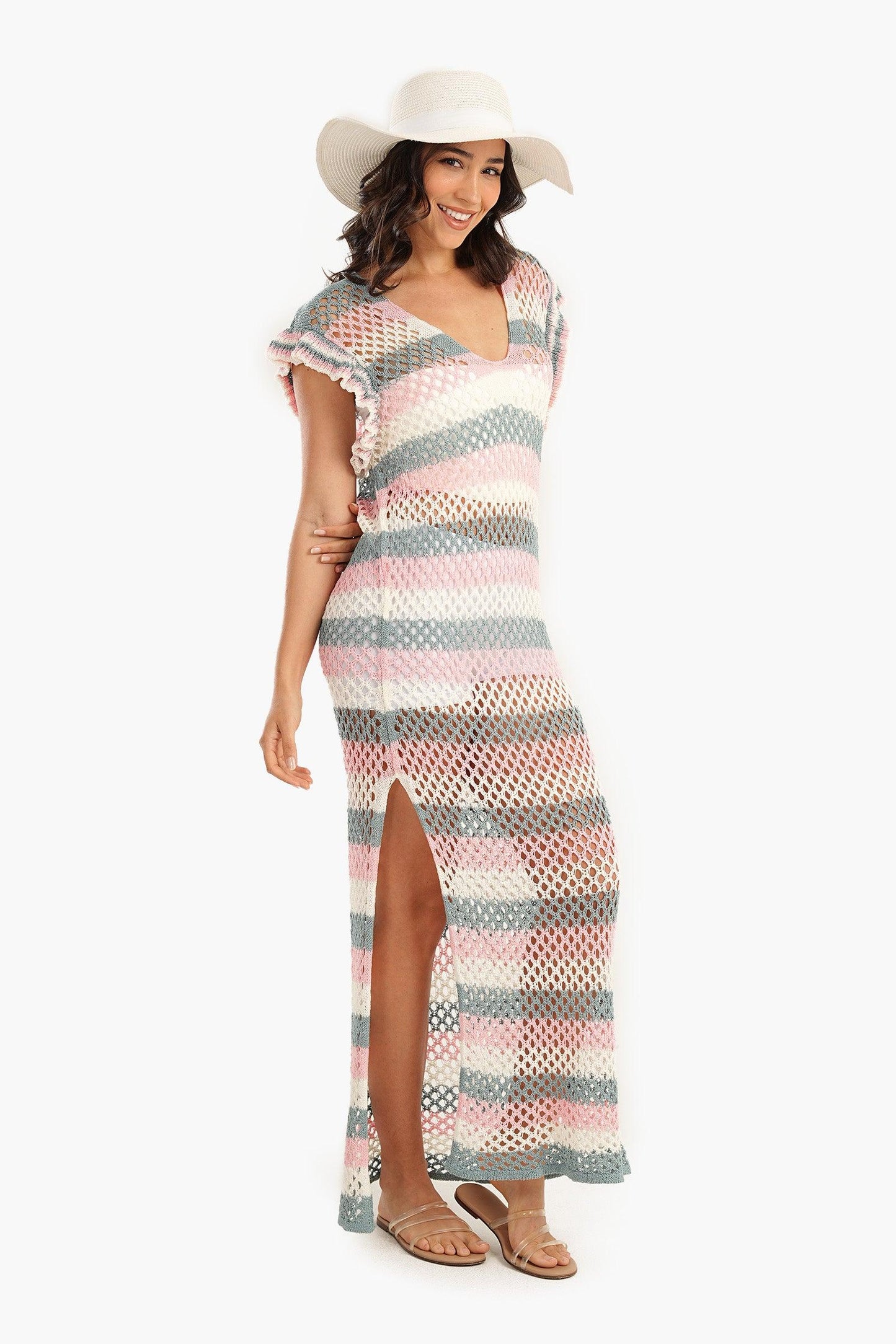 Tritone Fishnet Beach Dress - Carina - ÙƒØ§Ø±ÙŠÙ†Ø§