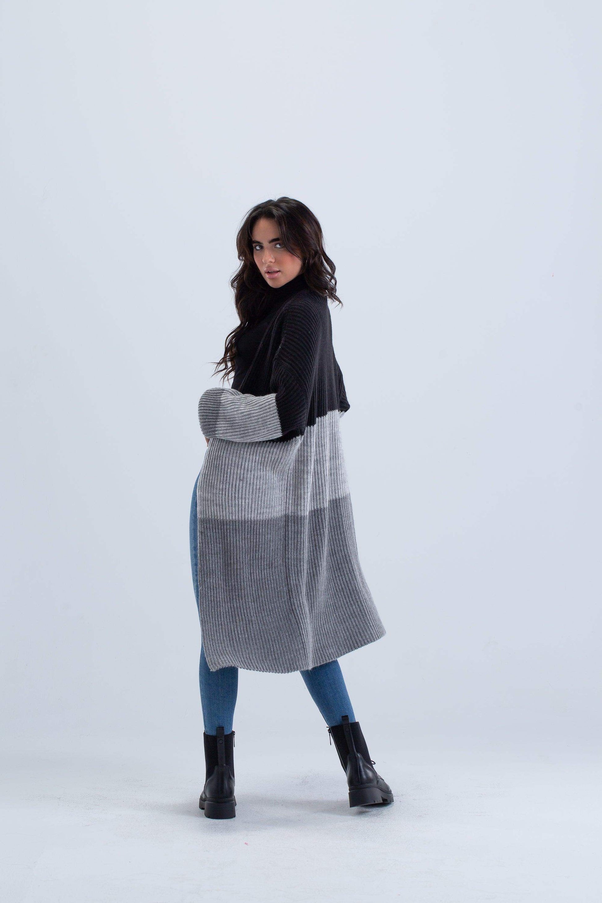 Tritone Ribbed Cardigan - Carina - ÙƒØ§Ø±ÙŠÙ†Ø§