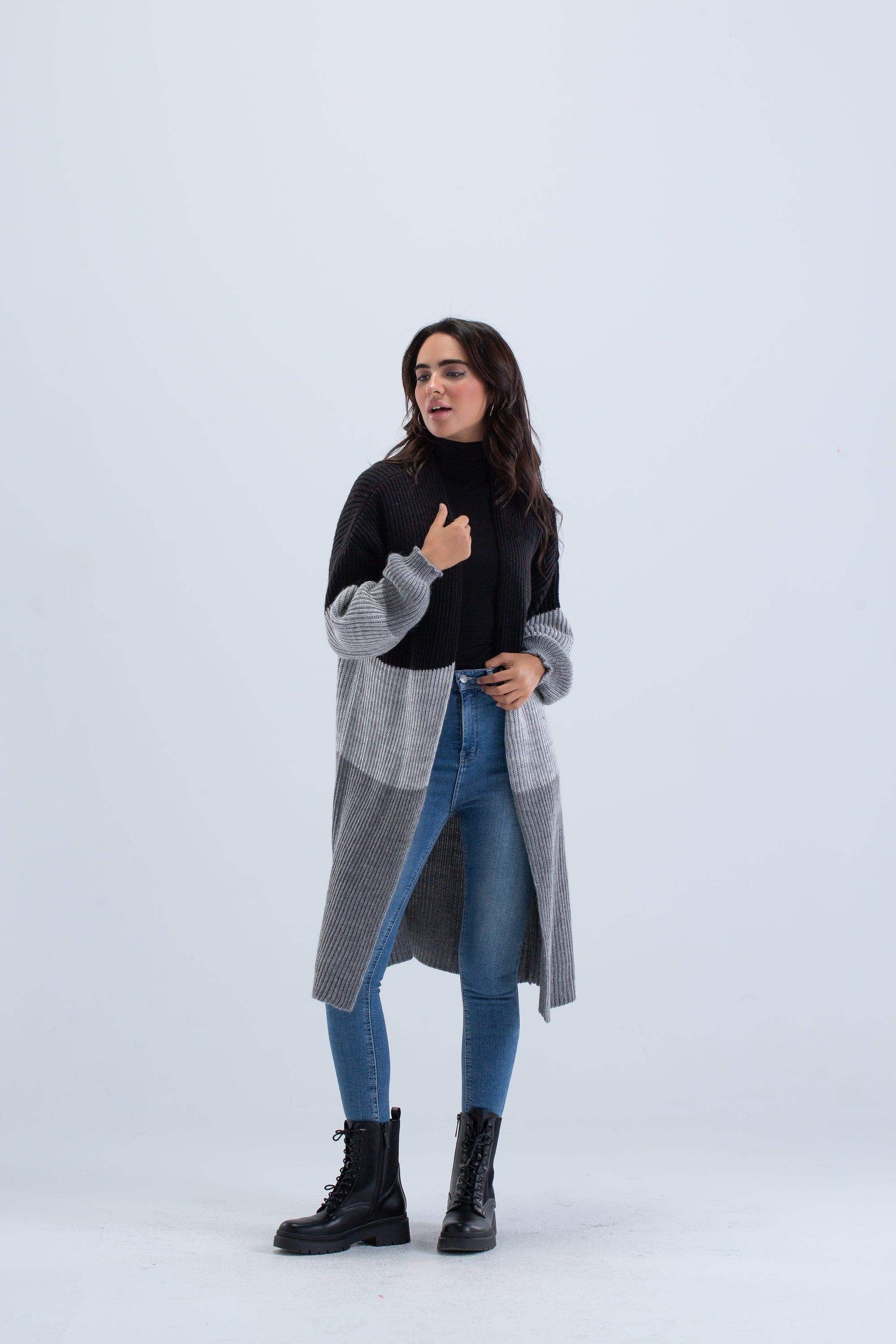 Tritone Ribbed Cardigan - Carina - ÙƒØ§Ø±ÙŠÙ†Ø§