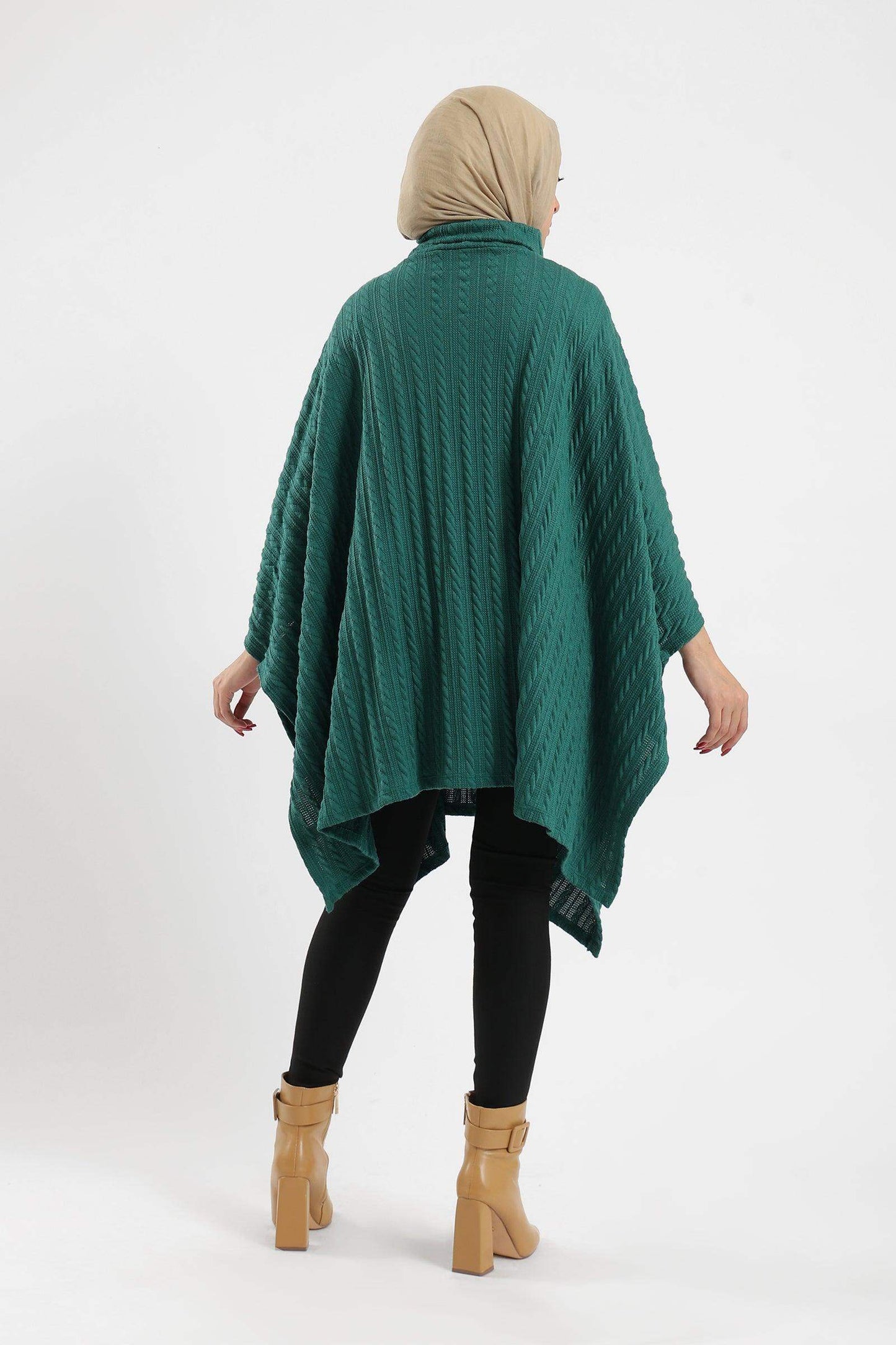 Turtle Neck Ribbed Poncho - Carina - ÙƒØ§Ø±ÙŠÙ†Ø§