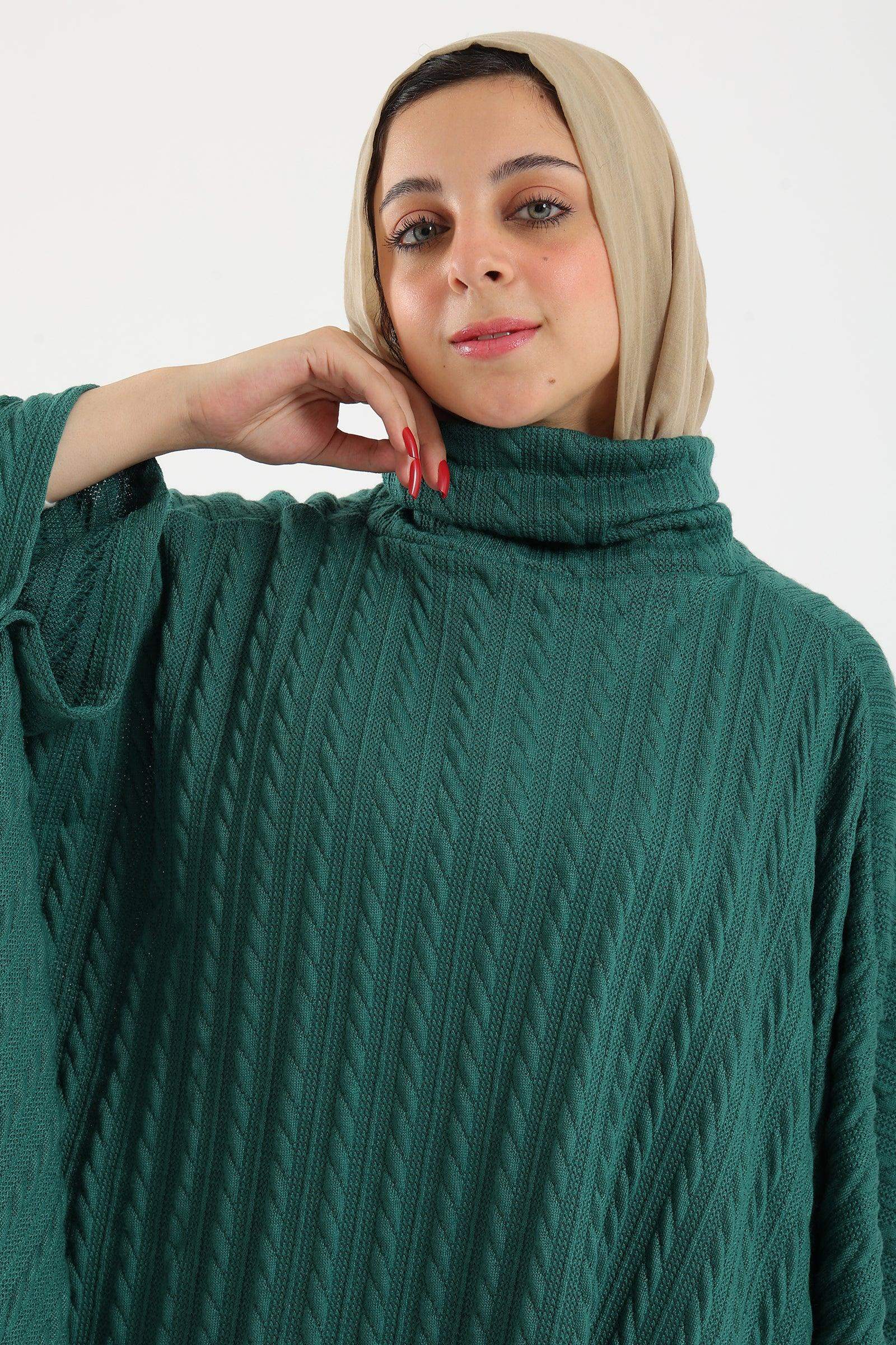 Turtle Neck Ribbed Poncho - Carina - ÙƒØ§Ø±ÙŠÙ†Ø§