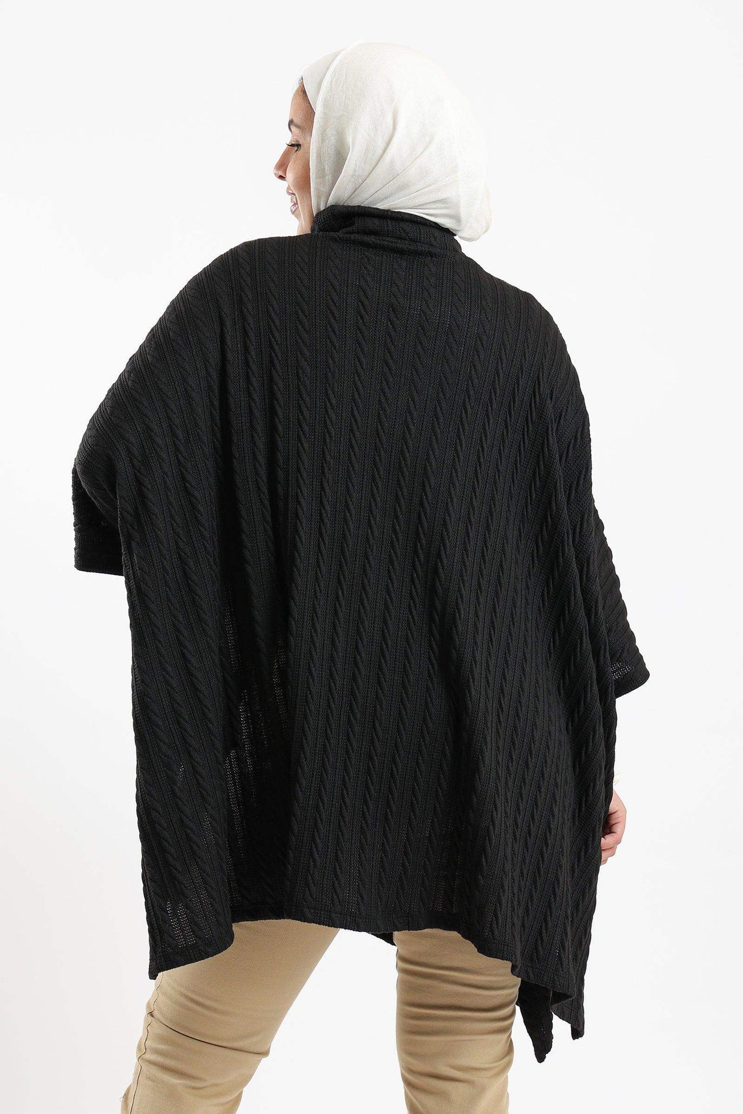 Turtle Neck Ribbed Poncho - Carina - ÙƒØ§Ø±ÙŠÙ†Ø§