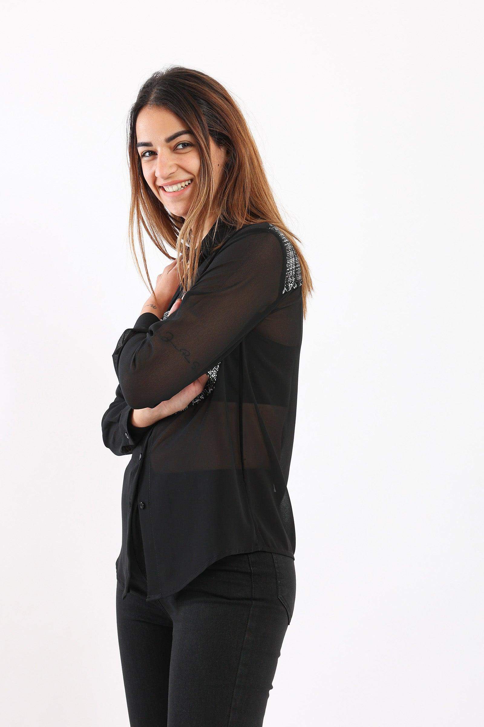 Tweed Pocket Sheer Shirt - Carina - ÙƒØ§Ø±ÙŠÙ†Ø§