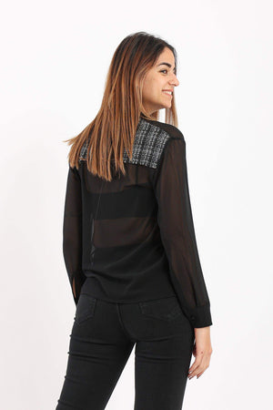 Tweed Pocket Sheer Shirt - Carina - ÙƒØ§Ø±ÙŠÙ†Ø§