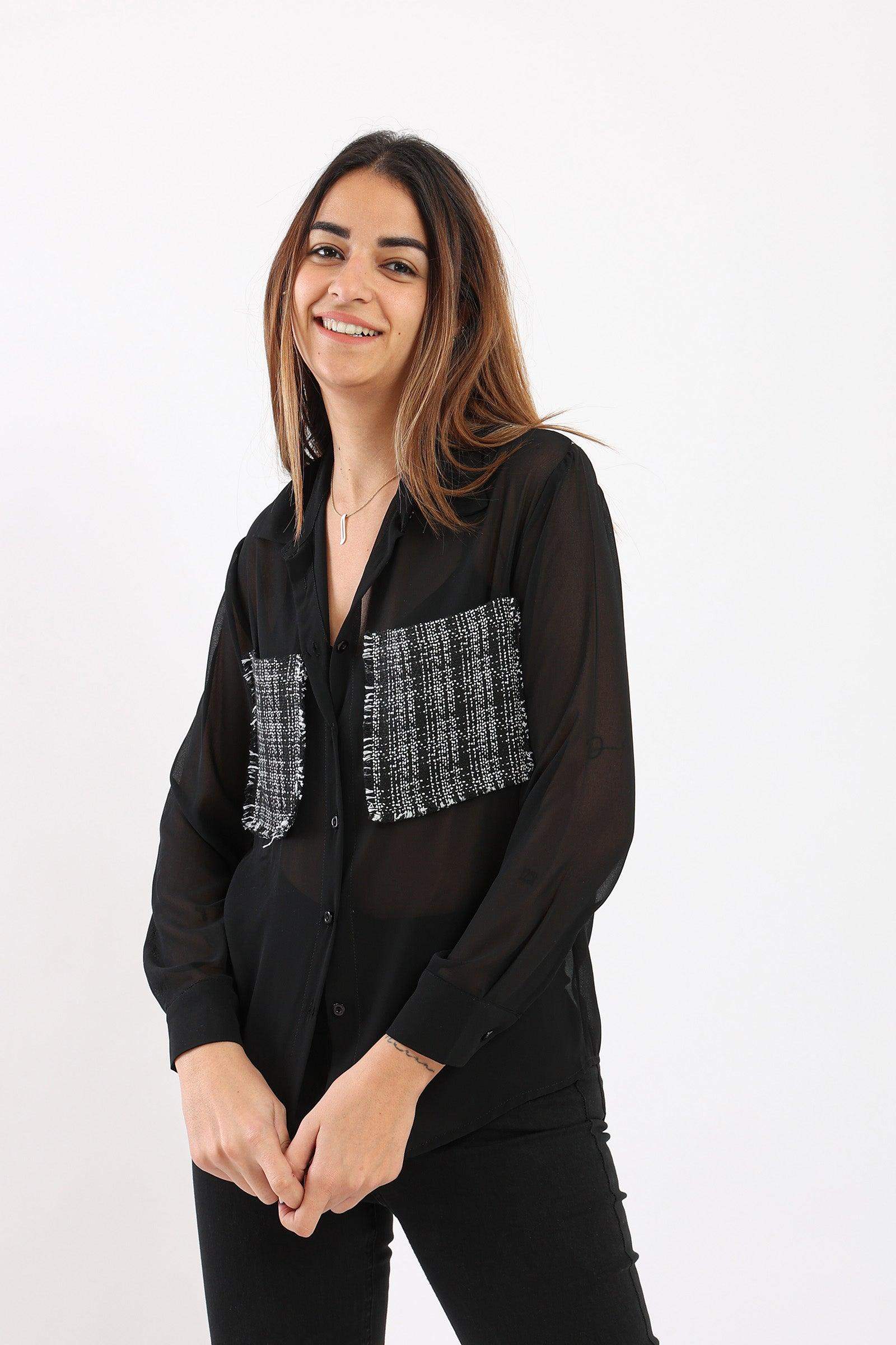 Tweed Pocket Sheer Shirt - Carina - ÙƒØ§Ø±ÙŠÙ†Ø§