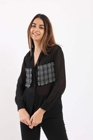 Tweed Pocket Sheer Shirt - Carina - ÙƒØ§Ø±ÙŠÙ†Ø§
