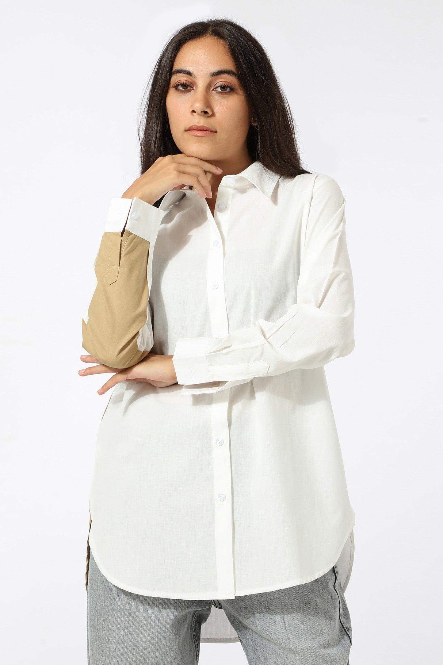 Two Tone Cotton Shirt - Carina - ÙƒØ§Ø±ÙŠÙ†Ø§