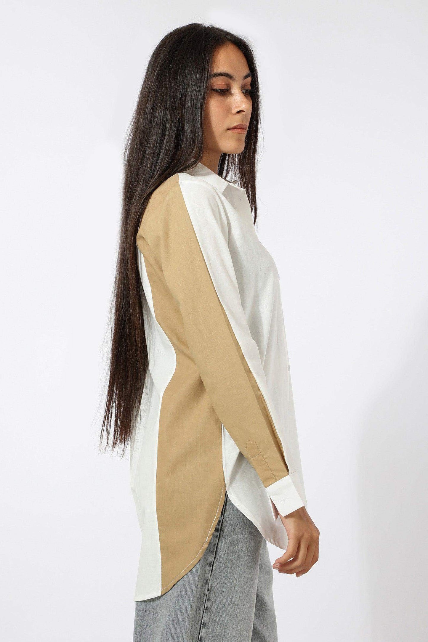 Two Tone Cotton Shirt - Carina - ÙƒØ§Ø±ÙŠÙ†Ø§