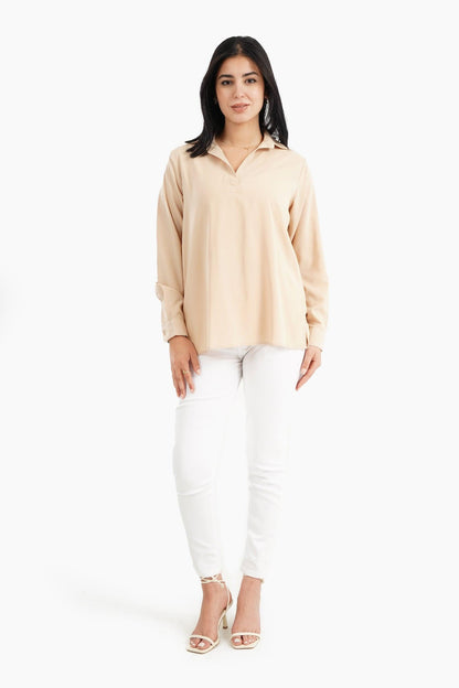 V-Neck Collared Blouse - Carina - ÙƒØ§Ø±ÙŠÙ†Ø§