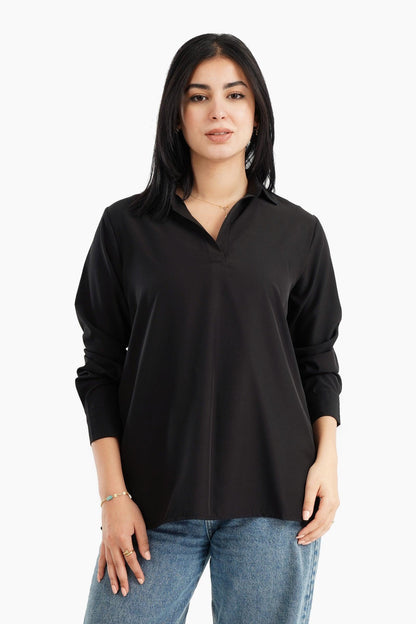 V-Neck Collared Blouse - Carina - ÙƒØ§Ø±ÙŠÙ†Ø§