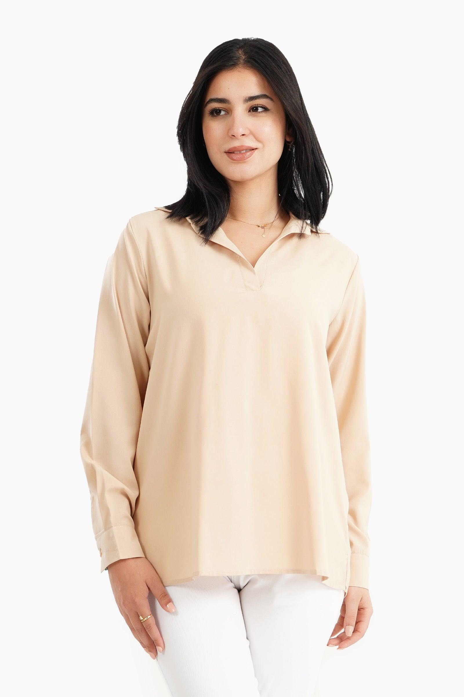 V-Neck Collared Blouse - Carina - ÙƒØ§Ø±ÙŠÙ†Ø§